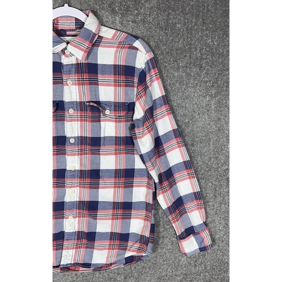 American Eagle Plaid Flannel Shirt Men Size Small Blue Red Long Sleeve Button Up - Picture 6 of 11